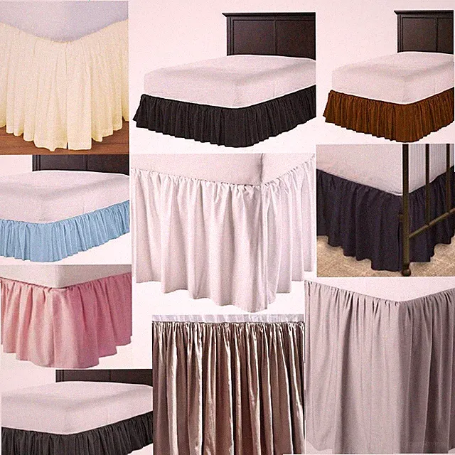 3 Sided Solid Ruffle Open Corner Bed Skirt 650 TC Cotton Length 16" 18" 22" Inch