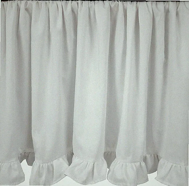 3 Side White Solid Dust Ruffle Bed Skirt Bottom Ruffle 625 TC Cotton Open Corner