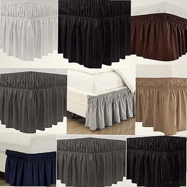 3 Side Wrap Around 3 Side Ruffle Bed Skirt 650 TC Solid Cotton Drop 19" to 22"