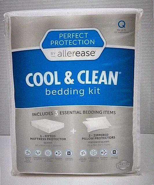 Allerease Cool & Clean Bedding Kit 3 Pc Mattress Protector- Queen Size