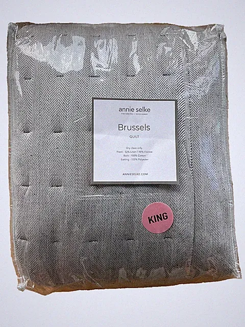 Annie Selke/Pine Cone Hill~Brussels~1 KING Quilt~black/gray~Dry Clean~MSRP $698~