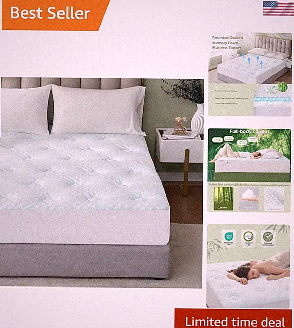 Cooling Gel Infused Queen Memory Foam Mattress Pad for Ultimate Back Pain Relief