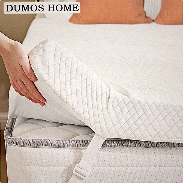 DUMOS HOME Comfy Memory Foam Mattress Topper w/Removable Cover&Elastic Straps