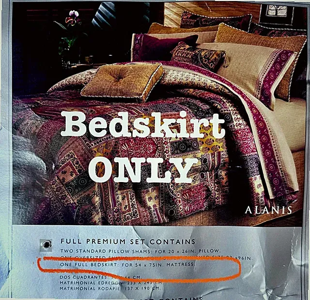 Martex Alanis Bedskirt for full double/matrimonial (for 54 x 75 inch mattress)