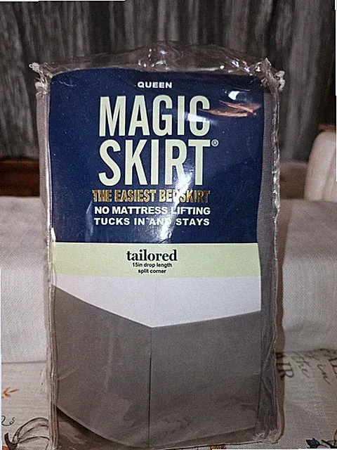 NEW MAGIC SKIRT Tailored 15" Drop Length Queen Size Gray Bed Skirt NO LIFTING