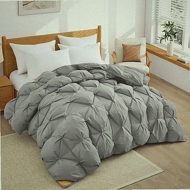 PUREDOWN Fluffy 90% White Down Comforter 800FP , 100% Organic Cotton Shell