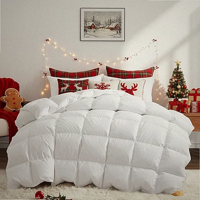 Puredown Fluffy Extra Warm Euro 90% Goose Down Comforter 500TC Cotton Shell