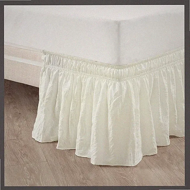 Queen/King/Cal King Single Ruched Ruffle Elastic Easy Wrap Around Bedskirt