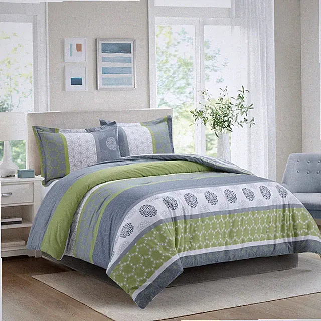 Serene Comforter Set: 1 Comforter + 2 Pillow Shams 100% Cotton Shell