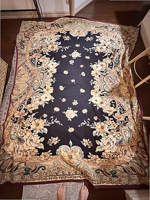 Soft Surroundings Ariya Tapestry Coverlet Bedspread King Size Black Cream Floral