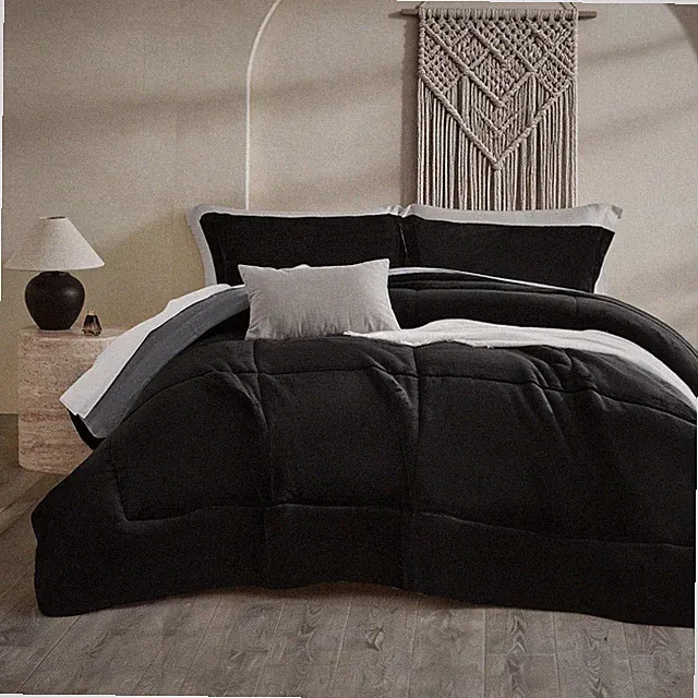 Velvet Flannel King Comforter Set- Gray and Black Blanket,Luxury Fuzzy Heavy...