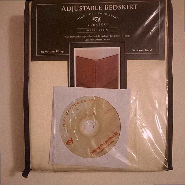 Veratex Ivory Matte Satin Adjustable Bedskirt fits up to 17" drop