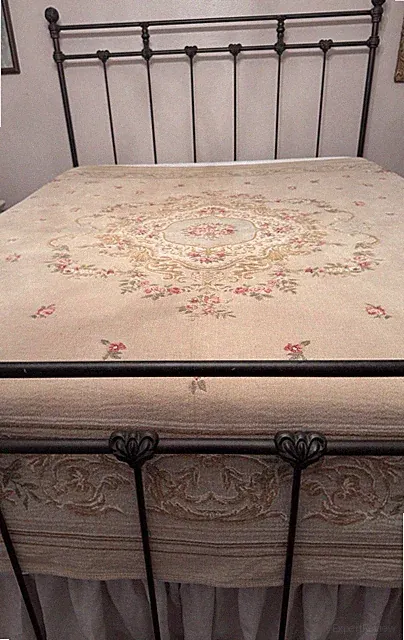 Vintage Belgian Tapestry Coverlet Full Queen 80x84 Floral Jacquard Cottagecore